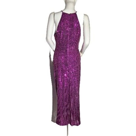 Belle Badgley Mischka Women's Dress Size 10 Sequin Dress Evening Pink Fucsia (47 - Picture 2 of 10